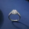 Anéis de casamento estilo prata cor platina luxuoso d-cor musgo zircão crescendo buquê romântico feminino anel para presente e festa