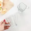 Wine Glasses 200ML Transparent Glass Cup Creative Flower Shape Coffee Mug With Handle Latte Milk Afternoon Tea Breakfast Drinking