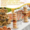 Party Supplies Wood Donut Display Stand Diy Donut Holder Dessert Rack Baby Shower Kids Birthday Wedding Table Dekorera