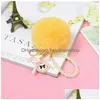 Porte-clés Perles Pompons Bijoux Fluffy Lapin Boule De Fourrure Porte-clés Femmes Mode Creative Fuzzy Peluche Porte-clés Porte-Drop Livraison Dhnc4