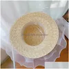 Chapéus de borda larga Omea Trigo St Chapéu Praia Verão Pérola Hemming Camadas Duplas Branco Gaze Lace Elegante Moda Coreana Viseira Luxo Cap Dro Dhoqh