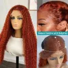 Tiefes lockiges Echthaar-Perücken mit 250 Dichte, 360 Lace Frontal, Ingwer, lockig, leimlose Perücke, orangefarbene HD-Deep Wave Lace Frontal-Perücken für Frauen