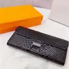 Calfskin Long Wallet Clutch Bag Handbag Coin Designer Purse Fashion Multi Card Slot Card Holder Bag Crocodile Patent Leather Gold Metal Internal Zipper Women Bags