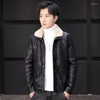 Men's Fur Men Leather Jacket Autumn Winter Coat Clothing Velvet Thick Collar Large Size Fleece Faux Biker Trend