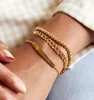 Bangled Bangle Gold Color Chain Chair Bracelets for Women Feethit Steel Link Lobster Clasp Snap Button Jewelry Drop Shipping 230925