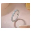 Bandringar för kvinnor Sier Color Cubic Zirconia Ring White Stone Bridal Wedding Engagement Trendy Jewelry Bijoux Femme CC1565 Drop Del OT9GC