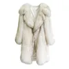 Женское меховое пальто 2023, зимнее пальто с имитацией длинной теплой ветровки большого размера для отдыха с изображением енота