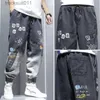 Herren Jeans Graffiti Druck Jeans Herren Farbverlauf Hip Hop Hose Harem Cartoon Lose Lässige Knöchelbandhose Cargo Denim Jeans für Herren L230926