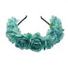 Fleurs décoratives mode femmes mariée bandeau Style mexicain Rose fleur couronne bandeau dames élastique cheveux tête cerceau accessoires