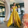 Abiti da sera Daffodil 2023 con Dubai Medio Oriente Abiti formali con spacco alto Abito da ballo per feste Una spalla Plus Size Abiti da festa