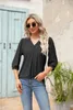 Women's Blouses 3/4 Sleeve Tops Eyelet Dressy Casual V Neck T Shirts