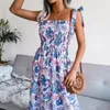 Sukienki swobodne WEPBEL PLATED TALIST TAKAJ ELEGANT SURES Summer Floral Women Spaghetti Pasek Śliczne duże huśtawka Maxi Camis