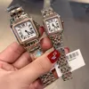 Panthere Watch CZ Zircon Japan Quartz Watch Watch Женщины Пара пары наблюдает за пантером из нержавеющей стали, набор рома, 22 27mm278c