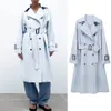 Misturas de lã feminina UNIZERA outono desgaste estilo europeu e americano cinto solto ajuste trench coat 0518059 230925