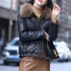 Frauen Leder 2023 Mode Nerz Fringe Jacke Frauen Kragen Pelzmantel Weibliche Koreanische Schwarze Kurze Unten Echte Schaffell Jac