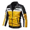 Мужская меховая мужская осенне-зимняя куртка из искусственной кожи с флисовой подкладкой, европейская молодежная мотоциклетная одежда, пальто соответствующего цвета