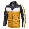 Jaqueta de couro de lã emendada de pele masculina 2023 inverno casual motor biker casaco vintage outono moda quente bomber masculino