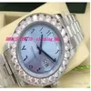 Reloj de lujo Bisel de diamante más grande Movimiento mecánico automático 228206 Platino 40 mm Azul hielo Árabe Esfera rara Relojes para hombres Wristwat219V