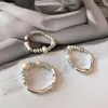 Anneaux de mariage couleur argent perles naturelles pour femmes corde élastique brin réglable fête mode bijoux cadeau goutte