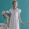 Damen-Nachtwäsche, Vintage-Royal-Prinzessin-Baumwoll-Nachthemden für Damen, Sommer, kurzärmelig, niedlich, lockere Mädchen-Nachthemden