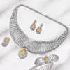 Hochzeitsschmuck-Sets, funkelnde Zirkonia-Halskette, Ohrringe, 4-teiliges Brautset für die Braut 230926