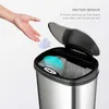 Avfallsfack Ninestars DZT5013 Automatisk beröringslös rörelsessensor Oval Trash Can With Black Top 13 Gallon50 L Rostfri Stee 230926