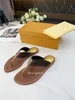 2023 Desinger Hausschuhe Slide Thong Sandale Braune Lederbuchstaben Sandalen Damen Slipper Slides Große Größe 35-41 mit Box