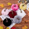 Decorative Flowers 10cm Halloween Pumpkin Ornament Handmade Velvet Pumpkins Soft Stuffed Foam Harvest Thanksgiving Centerpiece Decorations