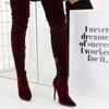 Die Frau Massive Knieferse Wildleder Farbe über hohe Stiefel Mode große Größe Zehen Stiletto Frauenschuhe T230927 777