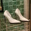 Primavera elegante bombas moda feminina apontou toe deslizamento em couro genuíno salto alto designer marca feminina vestido de festa ao ar livre deslizamento em sapatos novos calçados