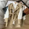 Damesvesten Kantoor Tweedelige Sets Losse witte lange mouwen Shirttie Taille Trenchcoat Vest Pak Herfst Singlebreasted Tooling Damespakken 230927