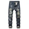 Men's Jeans Mens Ripped Straight Slim Elasticless Tattered Trousers Autumn Streetwear Fashion Male Large Size Denim Pants