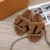 Sandals Slippers Designer Shoes Flip Flops Fashion Anti-Slip Female Slides Women Furry Fluffy Faux Fur Luxury Warm Indoor