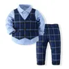 Clothing Sets Boys Suits Blazers Clothes For Wedding Formal Party Striped Baby Vest Shirt Pants Kids Boy Outerwear Set 230927