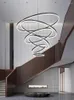 Pendant Lamps Living Room Ring LED Large Chandelier Modern Duplex Rotating Spiral Staircase Light For Bedroom Kitchen