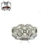 Ny ankomst trendig design 18 karat vita riktiga diamant juveler runda center förlovningsring semi montering för kvinnlig