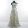 Party Dresses Evening Green O-neck Golden Power Sleeveless A-line Floor Length Lace Up Plus Size Women Formal Dress 2023 R1352