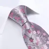 Nackband 100% silke blommor rosa för män bröllopsfest man slips handduk brosch manschettknappar set tillbehör gravata dibangu 221205271n