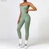 Aktiva uppsättningar Nya jumpsuits One-Piece Yoga Suit Dance Belly Drawing Fitness Workout Set Stretch Bodysuit Gymkläder Push Up Athletic WearL230927