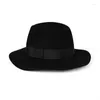 Bérets Marque Design Pliable Large Bord Feutre Chapeau Noir Couleur Portable Fedora Chapeaux Japon Style Floopy Laine