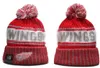 Red Wings Beanie Beanies Nordamerikanska hockeybolllag Sidan Patch Winter Wool Sport Knit Hat Skull Caps A3