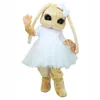 White Dress Easter Bunny Rabbit Mascot Costume Adult Size Cartoon Anime theme character Carnival Unisex Dress Christmas Fancy Performance Party Dress