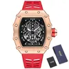 Wristwatches PINTIME Quartz Watch Clock Male Red Gold Wristwatch Men Luxury Chronograph Hip Hop Watches Military Cool Man Mens Wrist