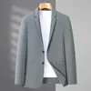 Men's Suits 2023 Summer Fashion Thin Sunscreen Suit Korean Version Solid Color British Trend Wind Ice Silk High Elastic Casual Blazer