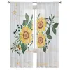 Cortina juventude quarto sheer cortinas florescendo girassol cozinha estudo pendurado sala de estar decoração do feriado tule 230927