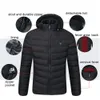 Men 9 Place Heated Winter Warm Jackets USB Heating Padded Jackets Smart Thermostat Pure Color Hooded Heated Clothing Waterproof