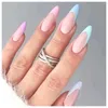 Falska naglar 24 st/box Tryck på med lim Långt kista Glossy Glitter Fake Nail Tips Stick-on Wearable Manicure Art Equipment