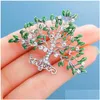 Pins Brooches Luxury Female Crystal Wishing Tree Brooch Charm Gold Sier Color Jewelry For Women Cute Pin Dress Coat Accessories Drop D Dhf5J