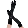 Gants de soirée longs en velours doré pour femmes, 53CM, chauds, noirs, automne-hiver