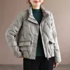 Mulheres para baixo parkas jaqueta moderna mulheres inverno gola pena puffer casaco 90% pato branco cor sólida outerwear 230927